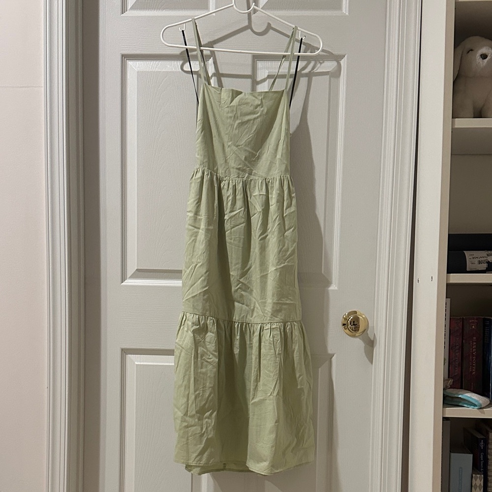 Forever 21 Sage Green Tiered Midi Dress